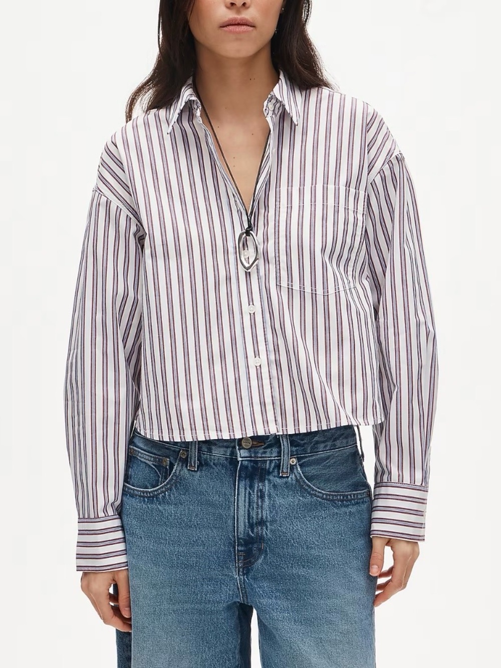 NWT J. Crew Etienne cropped button-up shirt in striped cotton poplin